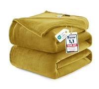 WAVVE Fleece Blanket Queen Size XL Yellow 7ft x 8ft - Fluffy Soft Warm Versatile Large Throw Blanket for Bed/Sofa/Couch Mustard, 220x240 cm