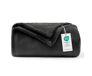 WAVVE Fleece Blanket Sofa Throw Black 4ft x 5ft - Fluffy Soft Warm Versatile Blanket for Sofa/Couch/Bed Throw/Single Size, 130x150 cm