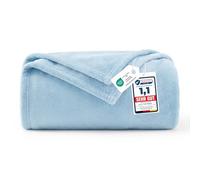 WAVVE Fleece Blanket Sofa Throw Light Blue 4ft x 5ft - Pale blue Fluffy Soft Warm Versatile Blanket for Sofa/Couch/Bed Throw/Single Size, 130x150 cm
