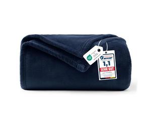 WAVVE Fleece Blanket Sofa Throw Navy Blue 4ft x 5ft - Fluffy Soft Warm Versatile Blanket for Sofa/Couch/Bed Throw/Single Size, 130x150 cm