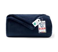 WAVVE Fleece Blanket Sofa Throw Navy Blue 5ft x 6.5ft - Fluffy Soft Warm Versatile Blanket for Sofa/Couch/Bed Double/Twin Size, 150x200 cm (Pack of 6)