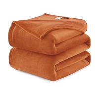 WAVVE Fleece Blanket Sofa Throw Orange 5ft x 6.5ft - Fluffy Soft Warm Versatile Blanket for Sofa/Couch/Bed Double/Twin Size, 150x200 cm
