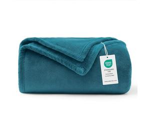 WAVVE Fleece Blanket Sofa Throw Teal 4ft x 5ft - Fluffy Soft Warm Versatile Blanket for Sofa/Couch/Bed Throw/Single Size, 130x150 cm