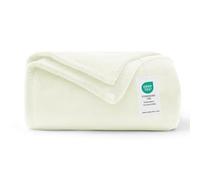 WAVVE Fleece Blanket Sofa Throw White Cream 5ft x 6.5ft - Fluffy Soft Warm Versatile Blanket for Sofa/Couch/Bed Double/Twin Size, 150x200 cm