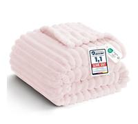 WAVVE Large Throws For Sofas - Queen Size - Fluffy Soft Warm Striped Throw Blanket for Bed, Sofa, Couch, Cute Fuzzy Bed Blanket for Women and Girls, Pink, 220x240cm
