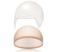 Wavwavw 2 Pcs Halloween Bald Cap Nylon Wig Caps Makeup Latex Head Caps for Women Men for Halloween Party Cosplay Theater(Wrinkle White,S)