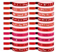 Wavwavw 200 Pcs Live Drug Free Wristband Bulk Red Ribbon Week Wristbands Red Ribbon Awareness Bracelets for Anti Drugs Campaigns Events Supplies Bracelets for Public Charity Activity