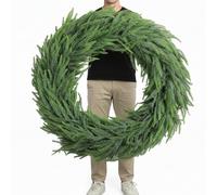 Wavwavw 36" Christmas Norfolk Pine Wreath Extra Large Norfolk Pine Wreath Christmas Wreaths for Front Door Pine Wreath Artificial Green Wreath for Christmas Winter Farmhouse Home Decor