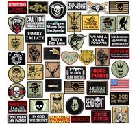 Wavwavw 50 Pcs Tactical Patches Morale Iron on Patches Embroidered Morale Applique Patch for Backpacks Military Uniforms Tactical Caps Soldier Cloth Decor Motorcycle Biker Vest Craft Accessories