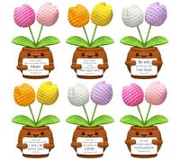Wavwavw 6 Pcs Christmas Christian Gift for Women Faith Positive Handmade Crochet Doll with Bible Verse Prayer Card Inspirational Scripture Religious Crochet for Sunday Group Church(Tulip)