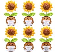 Wavwavw 6 Pcs Employee Appreciation Gifts CNA Week Gift Bulk Forget Me Not Thank You Positive Flower Crochet for Nurse RN OT Certified Nursing Assistant Hospital Support Staff (Bible Sunflower)