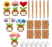 Wavwavw 6 Set Employee Appreciation Gifts Bulk, Employee Christmas, Doll Crochet with Card Inspirational Journals with Retractable Bamboo Pens Thank You Keychains for Staff(Fresh)