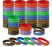 Wavwavw 60 Pcs Bible Verses Bracelets Bulk Scripture Silicone Wristbands Inspirational Motivational Quote Rubber Wristbands Christian Bracelets for Women Men Christmas Easter Carnival Party Favors