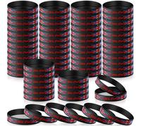 Wavwavw 60 Pcs Memorial Day Poppy Wristband Bracelets Bulk Veterans Lest We Forget Silicone Wristband Patriotic Memorial Rubber Bracelet Gift for Men Women Veterans Party Remembrance Day Favors