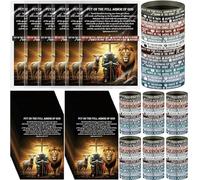 Wavwavw 60 Sets Put on The Full Armor of God Gifts Bulk Christian Pastor Bible Verse Wristband Bracelets Bookmarks Templar Knight Religious Supplies for Sunday School (Multicolor)