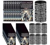 Wavwavw 60 Sets Put on The Full Armor of God Gifts Bulk Christian Pastor Bible Verse Wristband Bracelets Bookmarks Templar Knight Religious Supplies for Sunday School (Black)