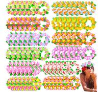 Wavwavw 72 Pcs Luau Tropical Hawaiian Headband Floral for Beach Holiday Pool Birthday Party Decorations Favors Summer Supplies, 12 Colors