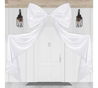 Wavwavw 79 x 47 Inches Giant Bow Decoration Extra Large Satin Bow with Long Streamers Coquette Birthday Party Decoration for Fireplace Mirror Wall Tree Arch Wedding Decorations(White)