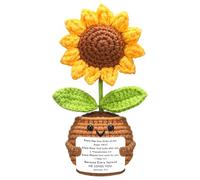 Wavwavw Christian Gifts for Women, Handmade Flower Crochet Doll with Inspirational Bible Verse Card Bible Verse Religious Inspirational Crochet for Women Man Sunday Group Church (Sunflower)