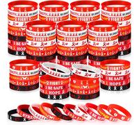 Wavwavw Heart Health Awareness Wristband Bulk Red Ribbon Silicone Bracelets Drug Free HIV/AIDS Awareness Gifts for Men Women Heart Month Cancer Cause Campaigns Charity Events