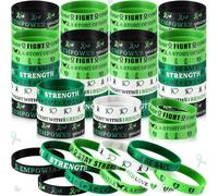 Wavwavw Mental Health Awareness Bracelets Bulk Green Ribbon Silicone Wristband Motivational Green Bracelets Rubber for Men Women Mental Health Awareness Month Gifts, 20.2 x 1.2 cm/8 x 0.5 inches