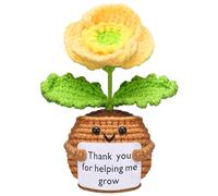 Wavwavw Teacher Appreciation Gifts Positive Handmade Crochet Flower Doll with Card Thank You for Helping Me Grow Thank You Gifts for Teacher Birthday Christmas Home Office Decor(Corn Poppy)
