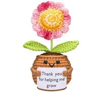 Wavwavw Teacher Appreciation Gifts Positive Handmade Crochet Flower Doll with Card Thank You for Helping Me Grow Thank You Gifts for Teacher Birthday Christmas Home Office Decor(Sunflower)