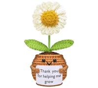 Wavwavw Teacher Appreciation Gifts Positive Handmade Crochet Flower Doll with Card Thank You for Helping Me Grow Thank You Gifts for Teacher Birthday Christmas Home Office Decor(Chamomile Flower)