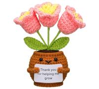 Wavwavw Teacher Appreciation Gifts Positive Handmade Crochet Flower Doll with Card Thank You for Helping Me Grow Thank You Gifts for Teacher Birthday Christmas Home Office Decor(Bell Orchid)