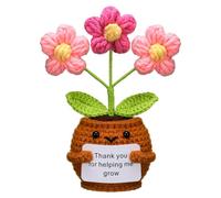 Wavwavw Teacher Appreciation Gifts Positive Handmade Crochet Flower Doll with Card Thank You for Helping Me Grow Thank You Gifts for Teacher Birthday Christmas Home Office Decor(Puff Flower)