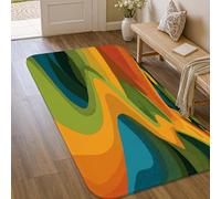 Wavy Area Rug, Contemporary Abstract Curves Lines Fall Orange Low Pile Sponge Doormat Throw Rug Edge Binding Bathroom Bedside Entryway Door Decor 3' X 5'