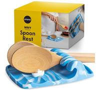 Wavy Blue Spoon Rest by OTOTO - Spoon Rest for Kitchen Counter, Fun Kitchen Gadgets, Unique Kitchen Gadgets, Waves Spoon Rest Silicone, Spoon Rest for Stove Top, Cool Kitchen Gadgets, Cooking Gifts