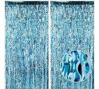 Wavy Blue Streamers Party Backdrop - GREATRIL Fringe Curtain for Pool Party/Birthdays/VBS/Beach/Under Sea - 3.2ft X 6.5ft - 2 Packs