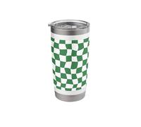 Wavy Checkered Green Checkerboard Pattern Stainless Steel Insulated Tumbler