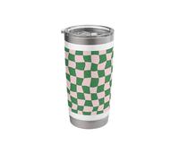 Wavy Checkered Kelly Green and Pink Checkerboard Pattern Stainless Steel Insulated Tumbler