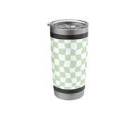 Wavy Checkered Light Green Checkerboard Pattern Stainless Steel Insulated Tumbler