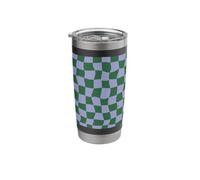 Wavy Checkered Lilac and Green Checkerboard Pattern Stainless Steel Insulated Tumbler