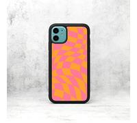 Wavy Checkered Pattern Rubber Phone Case/Cover Compatible with iPhone 11 Pro Orange