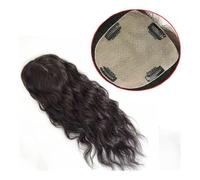 Wavy Curly Human Hair Topper for Women Natural Color European Virgin Hair 12x13cm Breathrable Silk Skin Base Clip in Wavy Human Hair Pieces(14 inches)