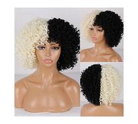 Wavy Curly Wigs Afro Bomb Curly Wigs for Black Women Short Afro Kinky Curly Wig with Bangs 12inch Synthetic Heat Resistant Full Curly Wig Long Curly Colored Wigs (009 12inches)
