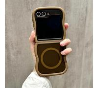 Wavy edge Magnetic Wireless Charging Matte Case for Samsung Galaxy Z Flip5 Zflip6 ZFlip4 Z Flip3 Shockproof Cover,Desert Gold,For Z Flip 6