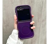 Wavy edge Magnetic Wireless Charging Matte Case for Samsung Galaxy Z Flip5 Zflip6 ZFlip4 Z Flip3 Shockproof Cover,Purple,For Z Flip 4