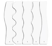 Wavy Edge Ruler Set - 5 Pieces Clear Acrylic Quilting Templates - Portable Sewing Tools | For Crafts, DIY Projects | Professional Quilting Guide