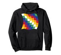 Wavy Flag of the Aymara South America Rainbow Checkerboard Pullover Hoodie