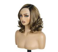 Wavy Gradient Gold Lace Front Wigs for Women Synthetic Fiber Wig High Temperature Parties