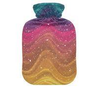 Wavy Gradient Rainbow Hot Water Bottle with Velvet Cover Hot Water Bag for Menstrual Cramps