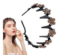 Wavy Hair Band for Women - Rhinestone Flower Hair Band and Curvy Design | Shiny Fashion All Day Formal Gym Home Spa