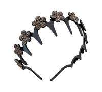 Wavy Headband, Rhinestone Flower Headband for Fringe, All-Year Wearable Hair Accessories, Firms Hair for Women for Leisure, Business, Sports