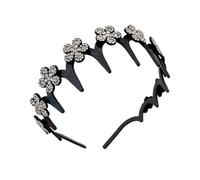 Wavy Headband - Rhinestone Flower Headband for Unruly Hair, Accessory for All Day Women Adults Young Casual Sport