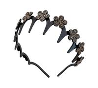 Wavy Headband, Wavy Hairband with Rhinestone Flower, All-Day Wear Hair Accessory, Hold Flyaways for Ladies, Adults, Teens, Casual, Formal, Gym, Workout